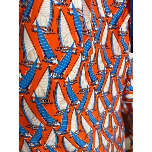 Mark. Sailboat Capri Satin Plus Size Pants Orange/Blue Beach Loungewear 1X - Picture 7 of 8